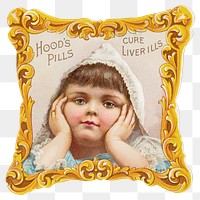 Framed vintage png little girl painting, transparent background. Remixed by rawpixel.