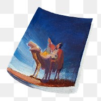 People riding png camels, vintage illustration by Ilmari Aalto, transparent background. Remixed by rawpixel.