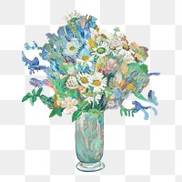 PNG Colorful flower vase, vintage illustration by Oluf Wold-Torne, transparent background. Remixed by rawpixel.