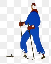 Skiing man png, vintage sport illustration by Jack Rivolta, transparent background. Remixed by rawpixel.