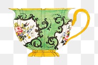Vintage porcelain cup png, floral design, transparent background. Remixed by rawpixel.