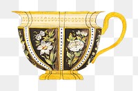 Vintage porcelain cup png, floral design, transparent background. Remixed by rawpixel.