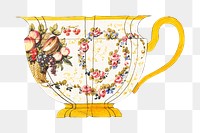 Vintage porcelain cup png, floral design, transparent background. Remixed by rawpixel.