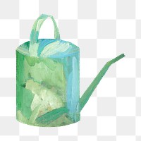 Green watering can png, vintage illustration by Edvard Weie, transparent background. Remixed by rawpixel.