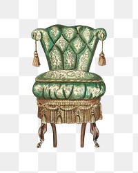 Green chair png watercolor illustration element, transparent background. Remixed from Perkins Harnly artwork, by rawpixel.