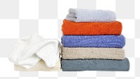 Png colorful towel stack, isolated object, transparent background