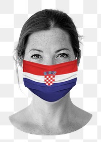 Croatian flag png face mask, transparent background