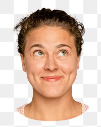 Png brunette woman smiling, transparent background