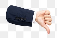 PNG Hand with thumbs down gesture collage element, transparent background