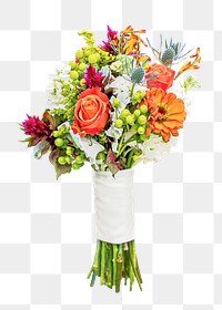 Bridal flower bouquet png, transparent background