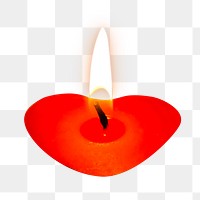 Png diwali heart candle, isolated object, transparent background