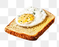 Egg toast png collage element, transparent background