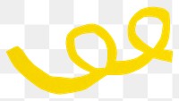 Abstract curve png doodle, yellow design, transparent background