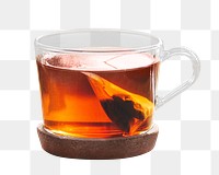 Tea cup collage element png on transparent background