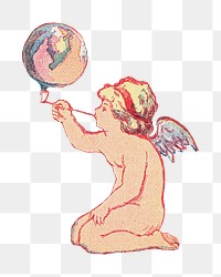 PNG Cupid blowing bubble, vintage illustration by Wells, Richardson & Co, transparent background.  Remixed by rawpixel. 