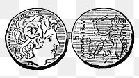 PNG Greek Roman coins, vintage money illustration by Sarah Whitman, transparent background.  Remixed by rawpixel. 