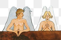 PNG Male angels, vintage mythical illustration by Hugo Simberg, transparent background.  Remixed by rawpixel. 