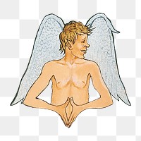 PNG Male angel, vintage mythical illustration by Hugo Simberg, transparent background.  Remixed by rawpixel. 