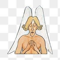 PNG Male angel, vintage mythical illustration by Hugo Simberg, transparent background.  Remixed by rawpixel. 