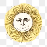 PNG Sun with human's face, vintage illustration, transparent background.  Remixed by rawpixel. 