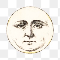 PNG Moon with human face, vintage illustration, transparent background.  Remixed by rawpixel. 