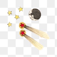 PNG Shooting stars, vintage celestial illustration, transparent background.  Remixed by rawpixel. 