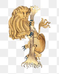 PNG Lion dragon, vintage mythical creature illustration, transparent background.  Remixed by rawpixel. 