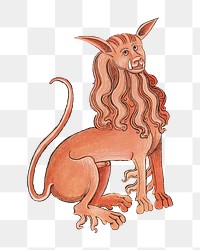 PNG Lion, vintage mythical creature illustration, transparent background.  Remixed by rawpixel. 