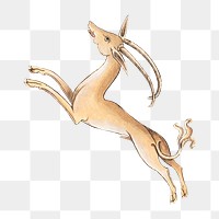 PNG Gazelle, vintage mythical creature illustration, transparent background. Remixed by rawpixel.