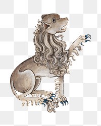 PNG Lion, vintage mythical creature illustration, transparent background.  Remixed by rawpixel. 