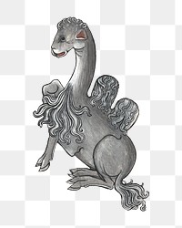 PNG Vintage mythical creature illustration, transparent background.  Remixed by rawpixel. 