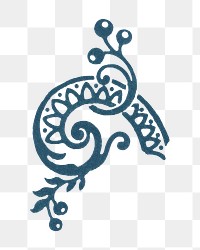 PNG Ornate floral, decorative element illustration, transparent background.  Remixed by rawpixel. 