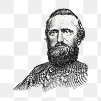 PNG Stonewall Jackson, vintage portrait b A. Hoen Lithography Company, transparent background.  Remixed by rawpixel. 