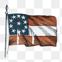 PNG American flag, vintage illustration, transparent background.  Remixed by rawpixel. 