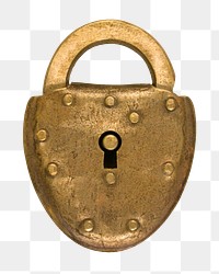 PNG Lever pouch padlock, gold vintage object, transparent background.  Remixed by rawpixel. 