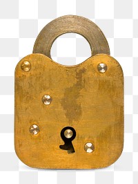 PNG Lever pouch padlock, gold vintage object, transparent background.  Remixed by rawpixel. 