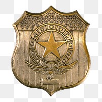 PNG Gold star police badge, transparent background.  Remixed by rawpixel. 