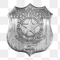 PNG Silver star police badge, transparent background.  Remixed by rawpixel. 