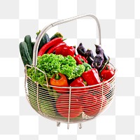 Vegetables basket png, healthy food, transparent background