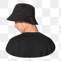 Png boy in black bucket hat, transparent background