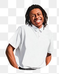PNG Man wearing polo shirt collage element, transparent background