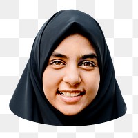 PNG Muslim woman with smiling face, collage element, transparent background