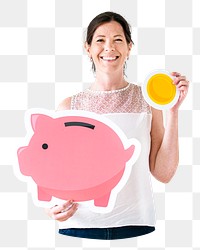 Savings woman png collage element, transparent background