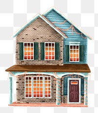 Festive house png collage element, transparent background