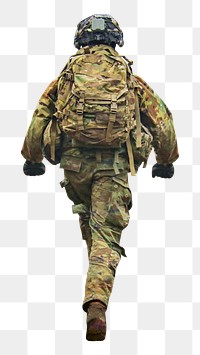 Soldier walking png, transparent background