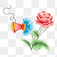 Vintage peony png colorful painting, transparent background