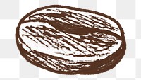 Png coffee bean illustration collage element, transparent background