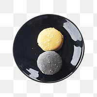Png macarons on plate element, transparent background