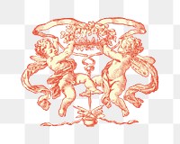 Vintage cherub badge png illustration, transparent background. Remixed by rawpixel.