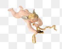 Vintage cherub png painting, transparent background. Remixed by rawpixel.